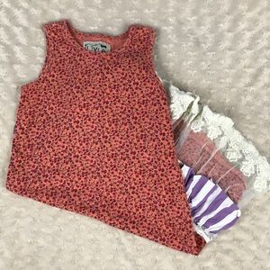Liz & Monkey Sleeveless Dress Purple Stripe Floral